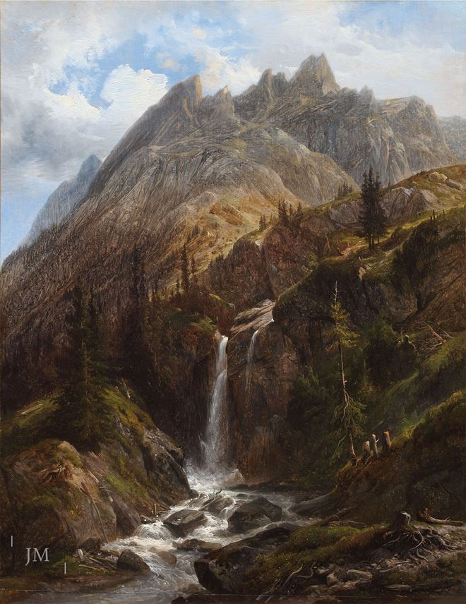 François Diday - Waterfall at Rosenlaui with the Engelhörner behind, Bernese Oberland | MasterArt